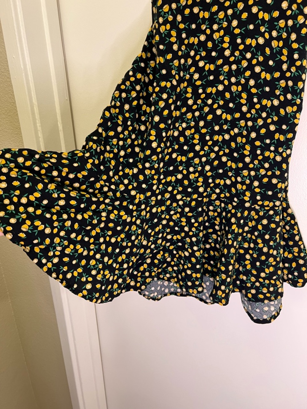Lemon Print Tie Strap Mini Dress Small Open Back Summer Dress Cottagecore - Picture 3 of 10